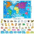 Juego educativo interactivo de mapa mundial en fieltro para niños – 45 piezas